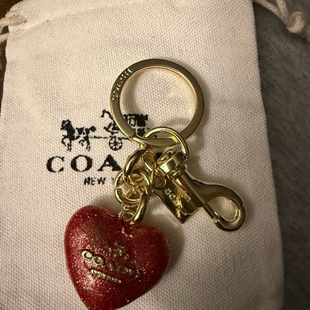 Coach Glittery Red Heart Keyring
